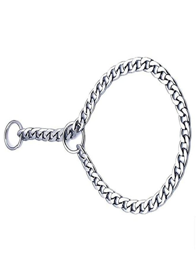 Pups&Pets Dogs Chrome Plated Diamond Cut Training Choke Chain Collars, Dog Neck Collar Belt for Large Heavy Dogs with 2 Metal End Circles for Dog Ring (24 Inch) - Image 1